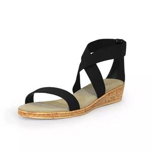Charleston Shoe Co Easton Black Sandal Wedge NWT